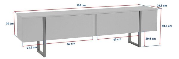 Маса за телевизор от декор от орех в тъмно естествен цвят 180x50x30 cm Onera – Kalune Design