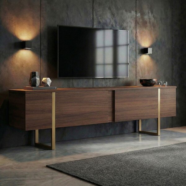Маса за телевизор от декор от орех в тъмно естествен цвят 180x50x30 cm Onera – Kalune Design