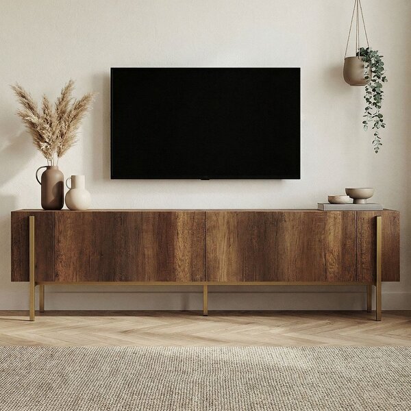Маса за телевизор от декор от орех в тъмно естествен цвят 180x45x30 cm Nexus – Kalune Design