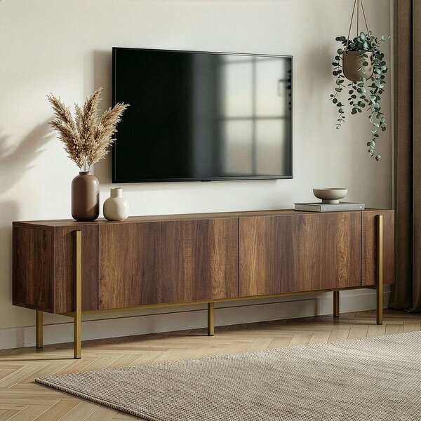 Маса за телевизор от декор от орех в тъмно естествен цвят 180x45x30 cm Nexus – Kalune Design