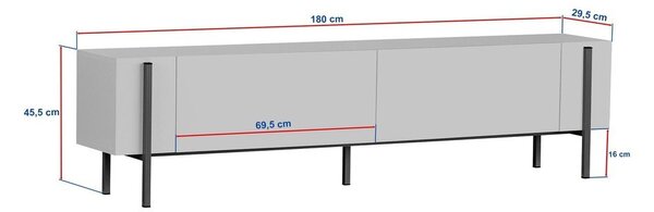 Маса за телевизор от декор от орех в тъмно естествен цвят 180x45x30 cm Nexus – Kalune Design