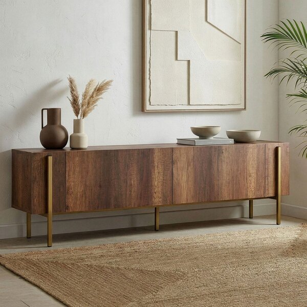 Маса за телевизор от декор от орех в тъмно естествен цвят 180x45x30 cm Nexus – Kalune Design