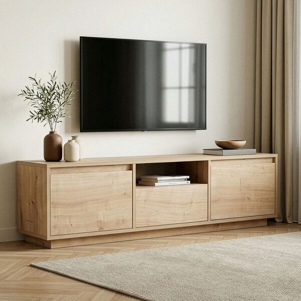 Маса за телевизор от декор от дъб в естествен цвят 160x42x30 cm Sentinel – Kalune Design