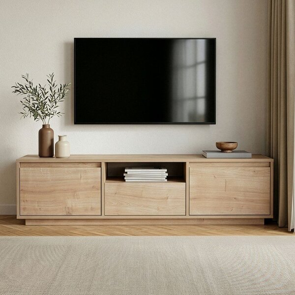 Маса за телевизор от декор от дъб в естествен цвят 160x42x30 cm Sentinel – Kalune Design