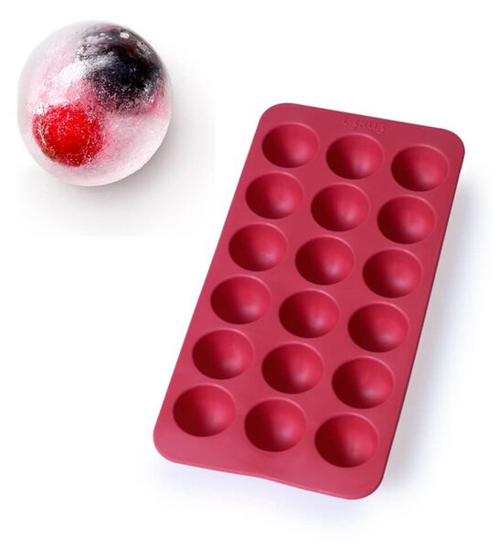 Форма за лед с капак Lekue 1010247, 23x12x3.2 см, 18 топчета, Стеарин, -40°C / +60°C, Червен
