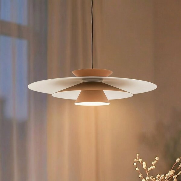 Lucande LED висящо осветление Livie, бежово, алуминий, Ø 50 cm, Затъмняване, Бежов, Дневна/трапезария, Алуминий, Модерен
