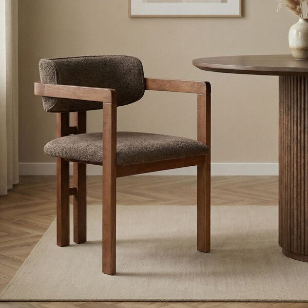 Кафяв трапезен стол с подлакътници Toscana – Kalune Design