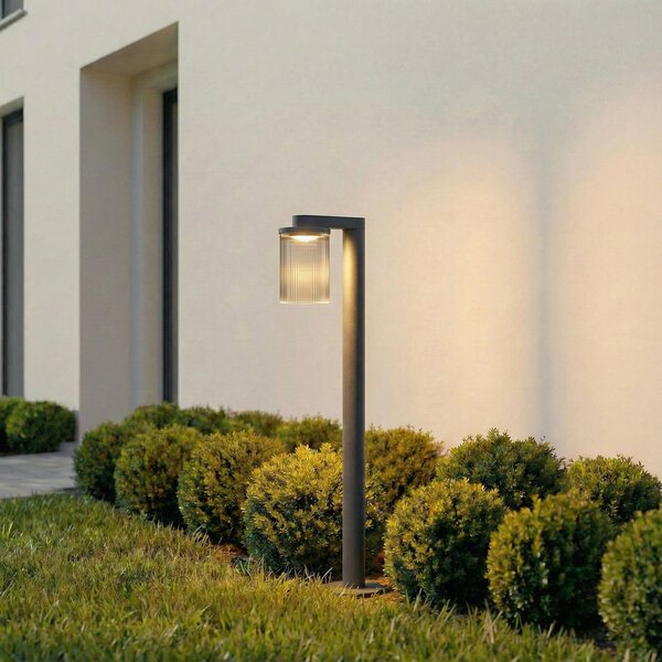 Lucande LED осветление за пътеки Beelia, антрацит, 90 cm, набраздено, Черен, Алуминий, Модерен