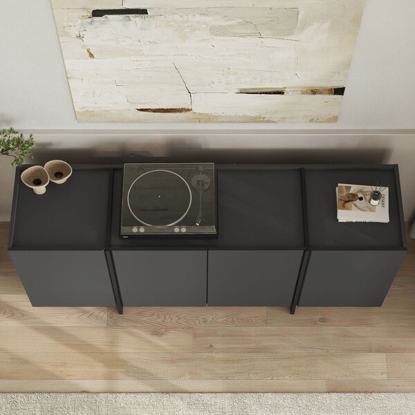 Антрацитен скрин с отвор за кабели 180x80x45 cm Dorma – Kalune Design