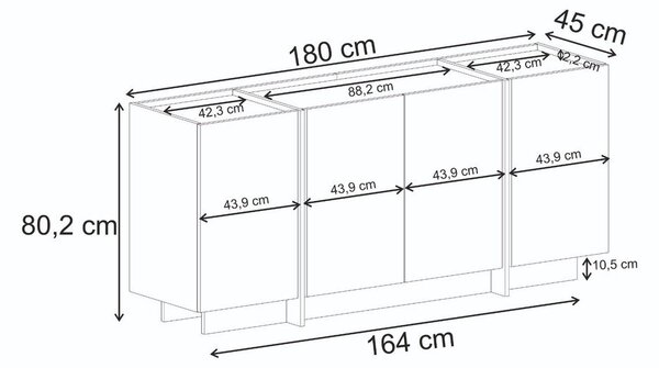 Антрацитен скрин с отвор за кабели 180x80x45 cm Dorma – Kalune Design
