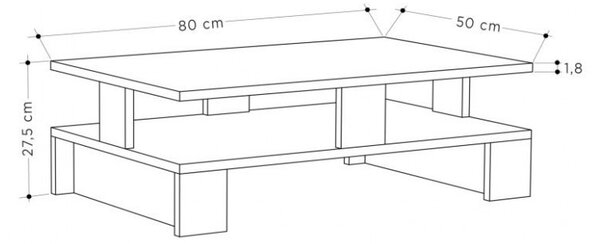 Масичка за кафе Мансю Сив 80x50x27.5 см