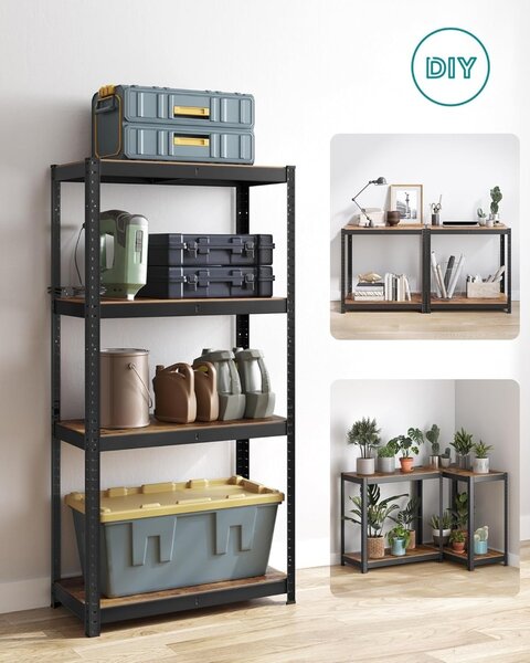 Метален рафт Songmics Черен 520 кг 40 x 80 x 160 см
