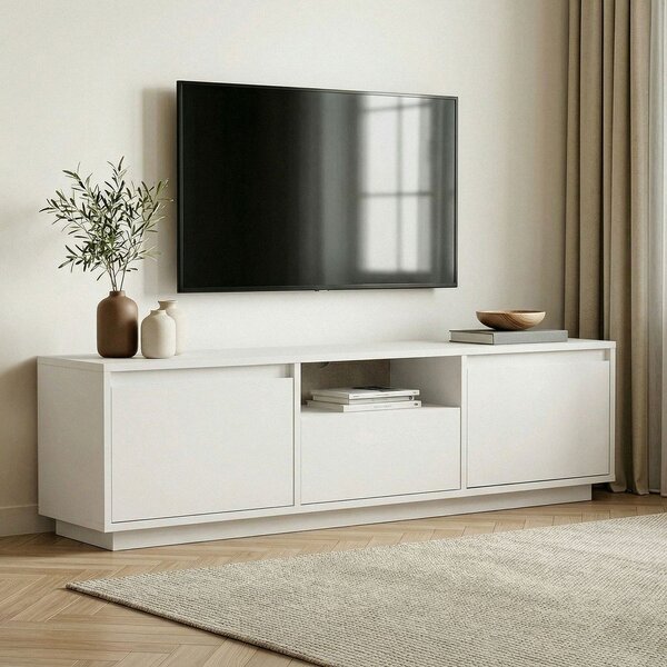 Бяла маса за телевизор 160x42x30 cm Sentinel – Kalune Design