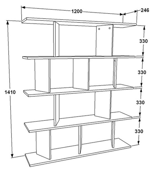 Библиотека Рату сонома - черен 120x24.6x141см