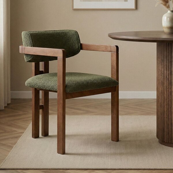 Тъмнозелен трапезен стол с подлакътници Toscana – Kalune Design