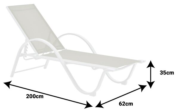 Шезлонг за градина Attain бял 200x62x35 см