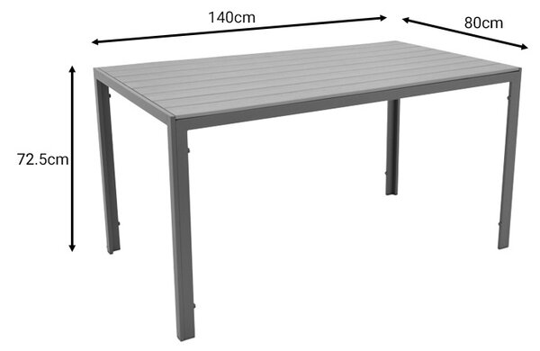 Комплект 5 бр. градинска маса и столове Nares-Moly Сив 140x80x72.5 см