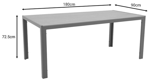 Комплект 7 бр. градинска маса и столове Nares-Moly Сив 180x90x72.5 см