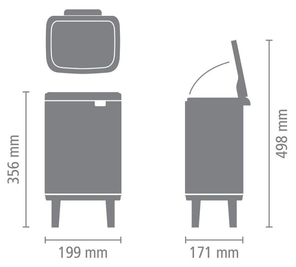 Кош за боклук Brabantia Bo Small Hi 1006642, 4 л, Плавно и безшумно отваряне, Противоплъзгаща основа, Устойчив на пръстови отпечатъци, Инокс/Мат