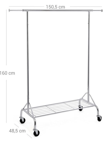 Закачалка на колелца Songmics сребриста 102x39x6.5 см