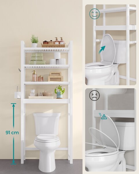 Рафт за баня WC Songmics бял 63x26x185 см