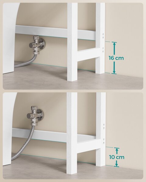 Рафт за баня WC Songmics бял 63x26x185 см
