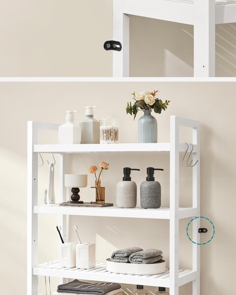 Рафт за баня WC Songmics бял 63x26x185 см