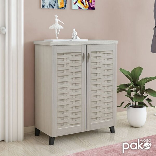 Шкаф за обувки Mantam 12 чифта бяло-сиво 78x40x92 см