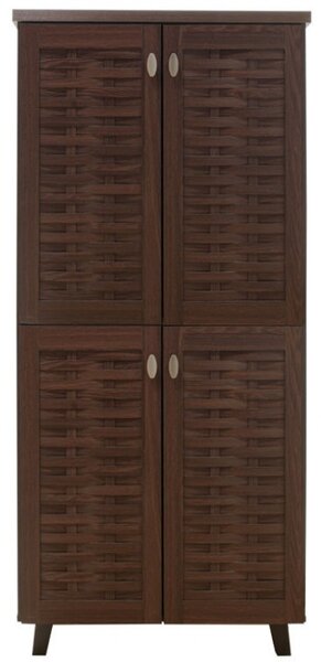 Шкаф за обувки Mantam с 4 врати за 24 двойки обувки, цвят орех 78x40x170,5 см