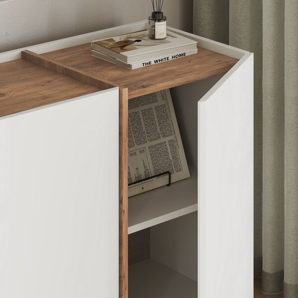 Бял скрин от декор от бор с отвор за кабели 180x80x45 cm Dorma – Kalune Design
