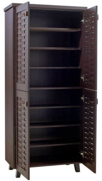 Шкаф за обувки Mantam с 4 врати за 24 двойки обувки, цвят орех 78x40x170,5 см