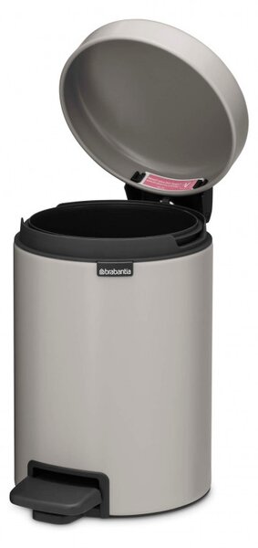 Кош за боклук с педал Brabantia NewIcon 1010433, 3 л, Плавно затваряне, Противоплъзгаща основа, Светлосив
