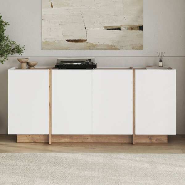 Бял скрин от декор от бор с отвор за кабели 180x80x45 cm Dorma – Kalune Design