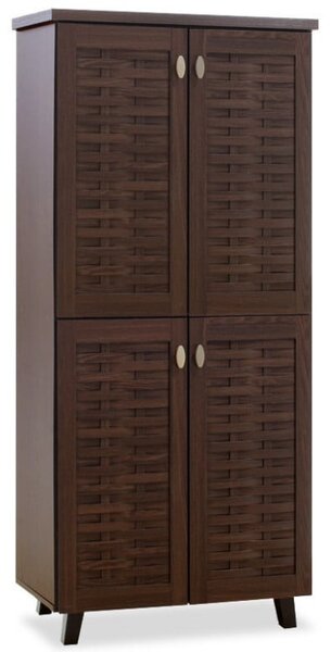 Шкаф за обувки Mantam с 4 врати за 24 двойки обувки, цвят орех 78x40x170,5 см