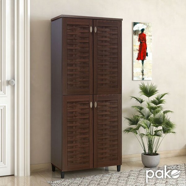 Шкаф за обувки Mantam с 4 врати за 24 двойки обувки, цвят орех 78x40x170,5 см