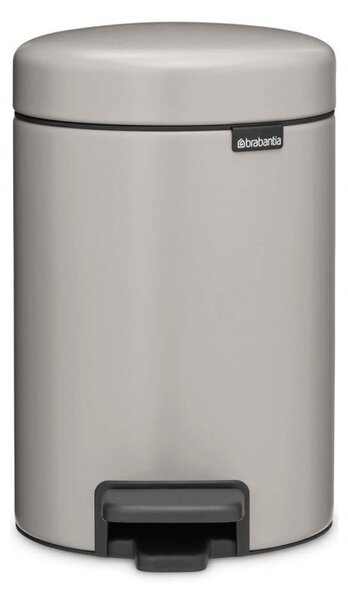 Кош за боклук с педал Brabantia NewIcon 1010433, 3 л, Плавно затваряне, Противоплъзгаща основа, Светлосив
