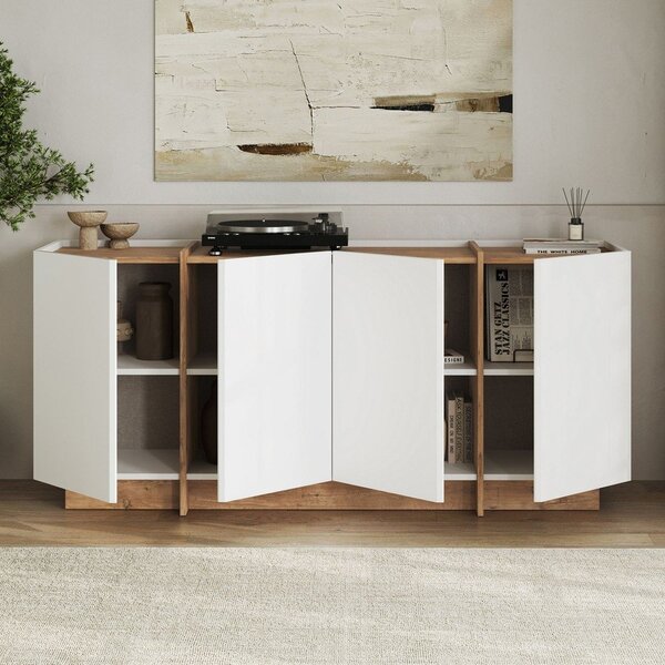 Бял скрин от декор от бор с отвор за кабели 180x80x45 cm Dorma – Kalune Design