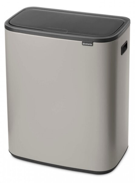Кош за боклук Brabantia Bo Touch 1010456, 2x30 л, Плавно и безшумно отваряне, Голям отвор, Сив
