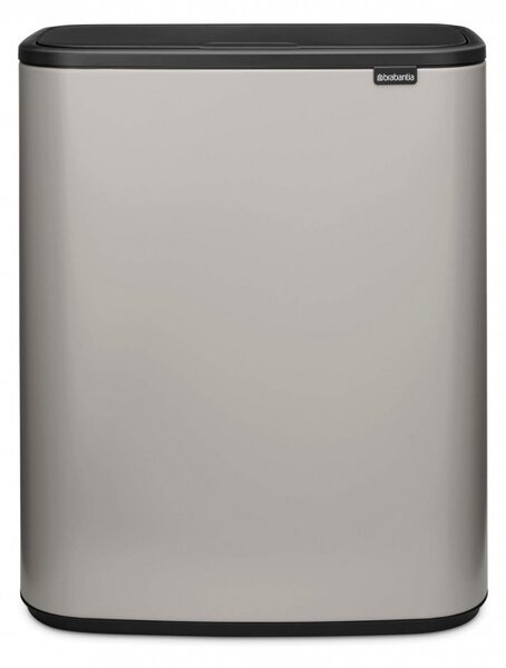 Кош за боклук Brabantia Bo Touch 1010456, 2x30 л, Плавно и безшумно отваряне, Голям отвор, Сив