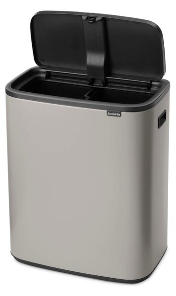 Кош за боклук Brabantia Bo Touch 1010456, 2x30 л, Плавно и безшумно отваряне, Голям отвор, Сив