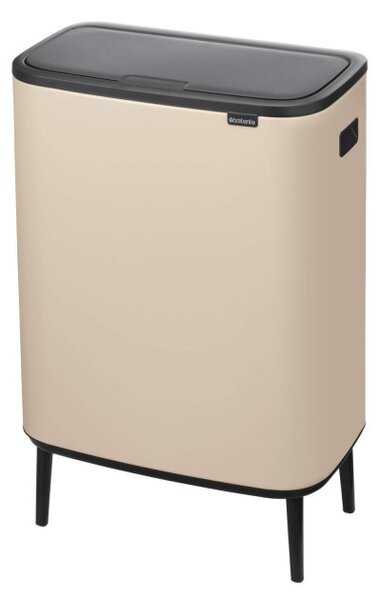 Кош за боклук Brabantia Bo Touch Hi 1010457, 60 л, Странични отвори за пренасяне, Регулируеми крака, Бежов