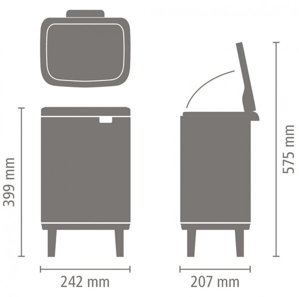 Кош за боклук Brabantia Bo Small Hi 1010461, 7 л, Повдигнат, Плавно и безшумно отваряне, Противоплъзгаща основа, Бежов