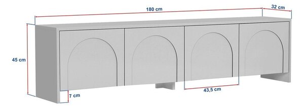 Кремава маса за телевизор 180x45x32 cm Aurelia – Kalune Design