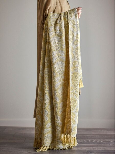 Жълто одеяло със смес от памук 130x155 cm Pratello – Bloomingville