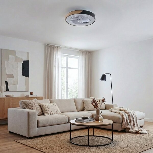 Brilagi-LED Димируемо осветително тяло с вентилатор LED/30W/230V 3000-6500K черно/дъб +ДУ