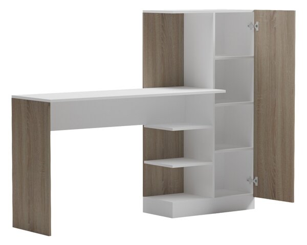 Бюро с библиотека, Ofisio, бял, 40x152.3x120 см
