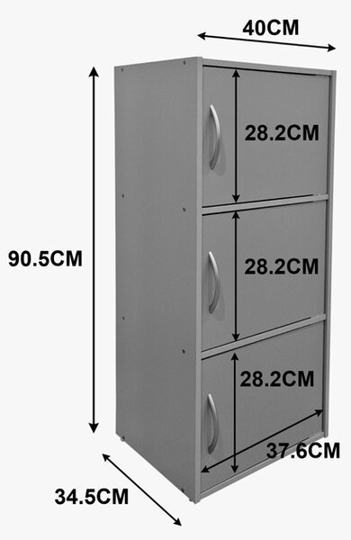 Гардероб с 3 врати, Soline, дъб, 34.5x40x90.5 см