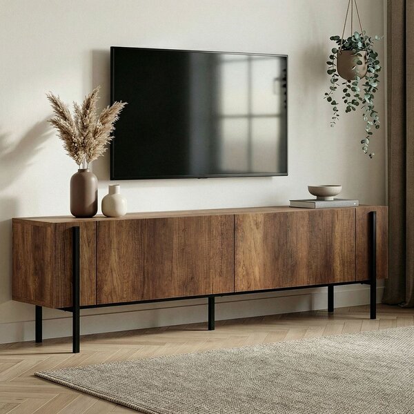 Маса за телевизор от декор от орех в тъмно естествен цвят 180x45x30 cm Nexus – Kalune Design