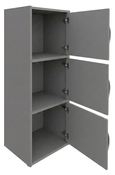 Гардероб с 3 врати, Soline, светлосив, 34.5x40x90.5 см