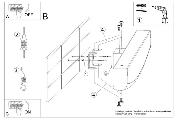 LED стенна лампа 4000K, Jorun, златист, 60x5.5x7 см